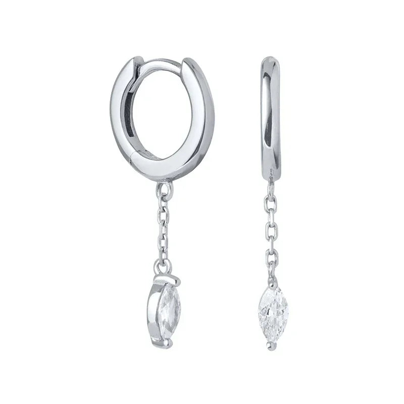 925 Sterling Silver Ear Needle White Zircon Silver Series Earrings ins Tassel Pendant Hoop Earrings For Women Advanced Jewelry