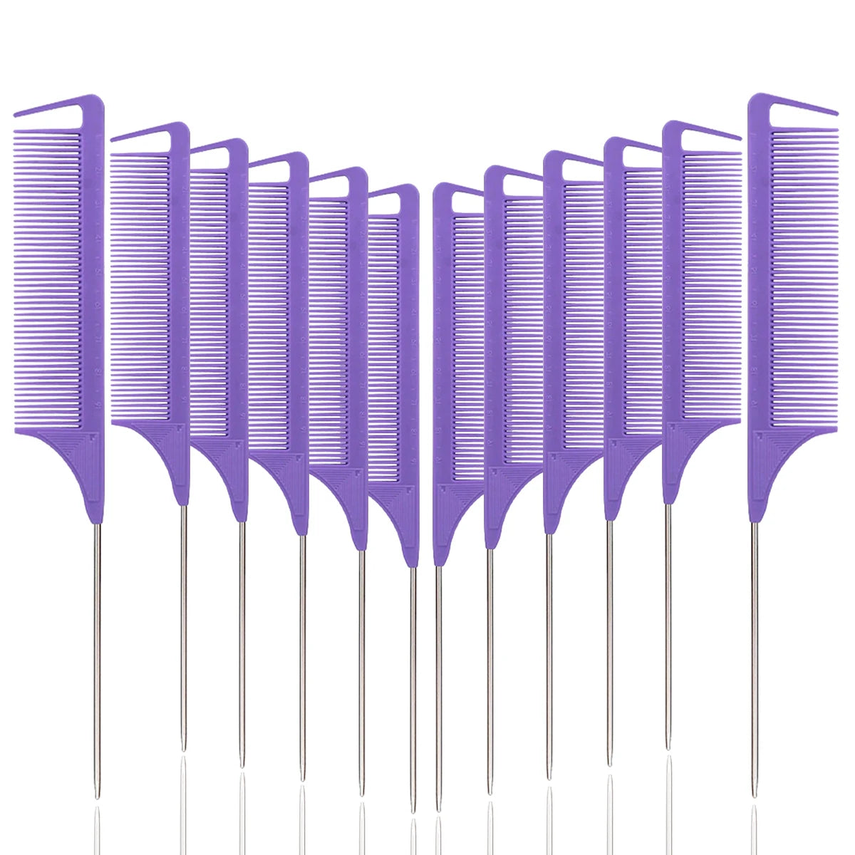 12pcs pointed tail comb dressing styling comb hair dye heat-resistant tail comb hair salon home tools Special for real hair wigs