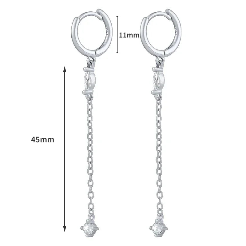 925 Sterling Silver Ear Needle White Zircon Silver Series Earrings ins Tassel Pendant Hoop Earrings For Women Advanced Jewelry