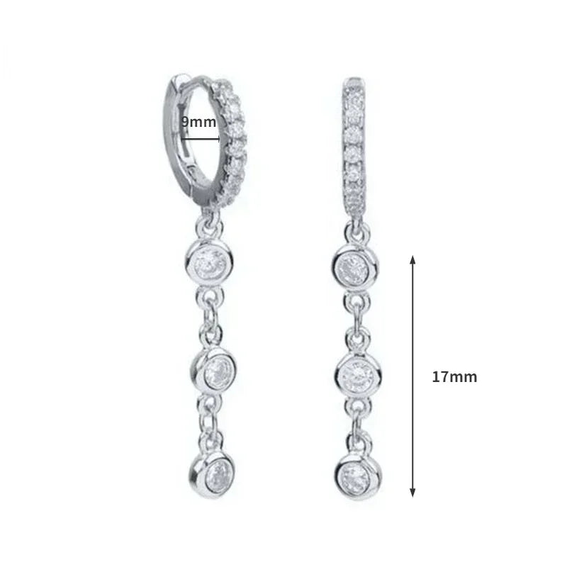 925 Sterling Silver Ear Needle White Zircon Silver Series Earrings ins Tassel Pendant Hoop Earrings For Women Advanced Jewelry