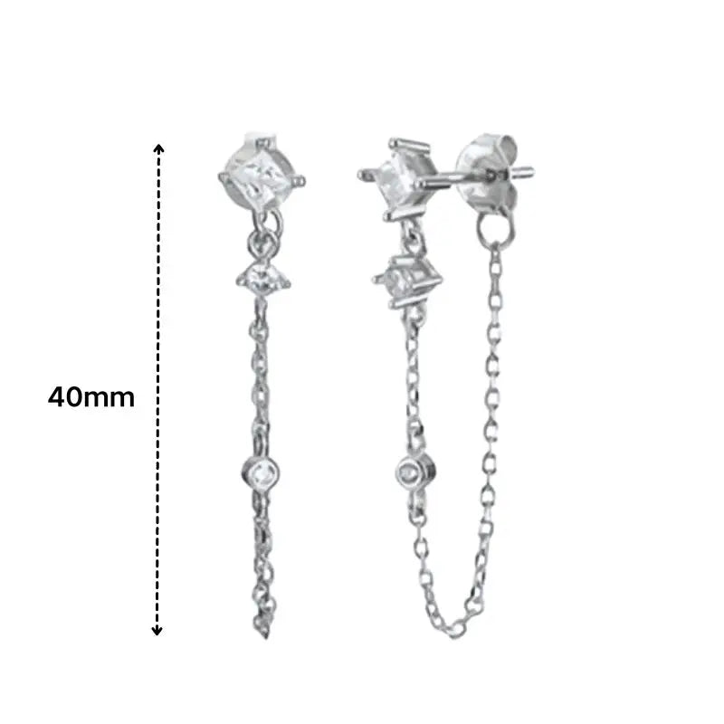 925 Sterling Silver Ear Needle White Zircon Silver Series Earrings ins Tassel Pendant Hoop Earrings For Women Advanced Jewelry