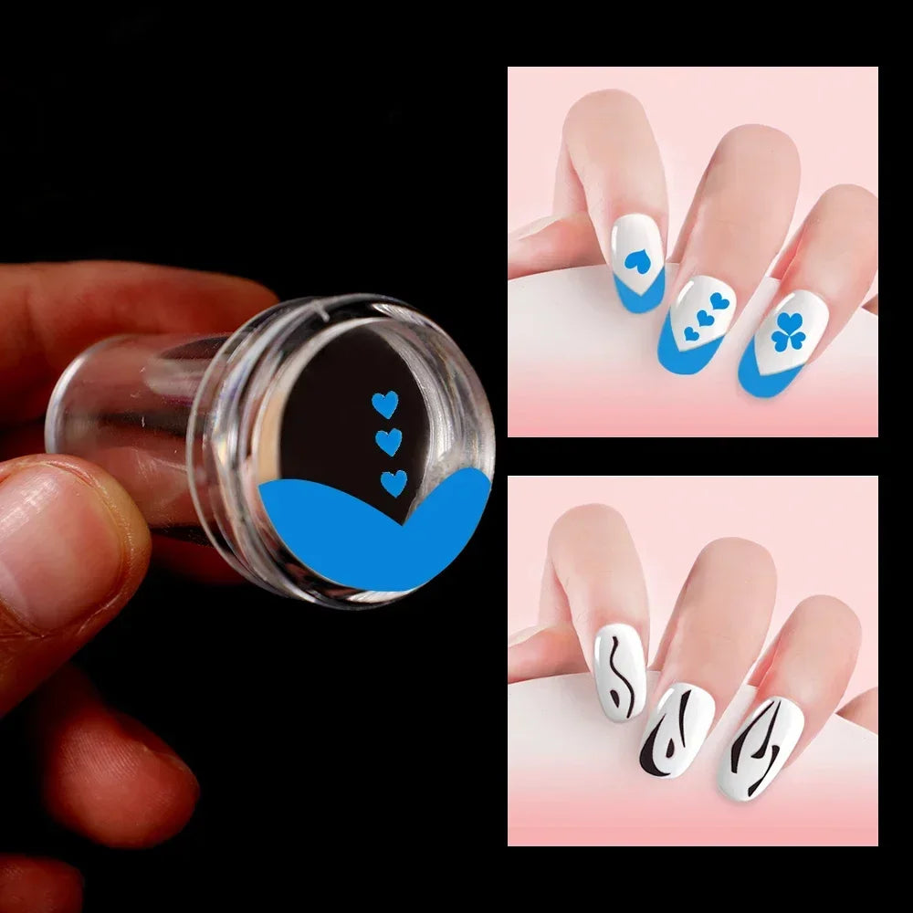 Transparent Nail Seal with Scraper French Tip Nails Stamp Template Jelly Silicone Printing Nail Polish Stamping Manicure Tools