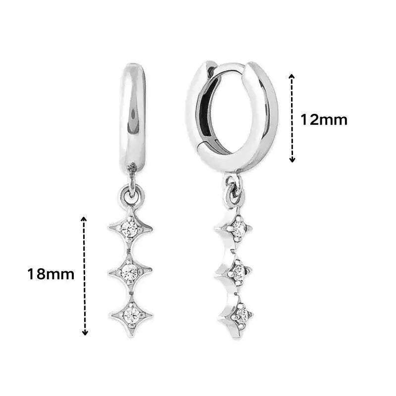 925 Sterling Silver Ear Needle White Zircon Silver Series Earrings ins Tassel Pendant Hoop Earrings For Women Advanced Jewelry