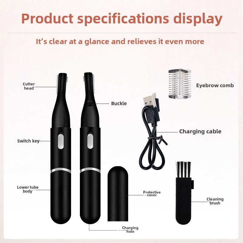 Electric Eyebrow Trimmer USB Charging Electric Face Eyebrow Hair Trimmer Mini Portable Women Body Shaver Remover care Portable