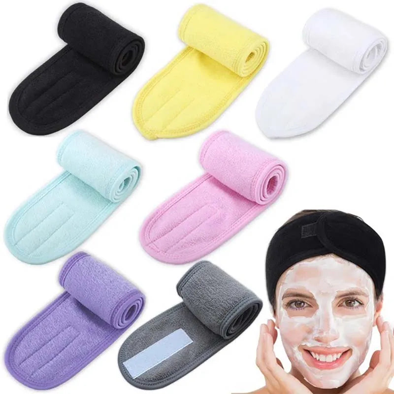 3pcs Adjustable Facial Headband with 1pc Mask Brush Yoga Spa Bath Shower Makeup Wash Face Cosmetic Head Band Make Up Accessories