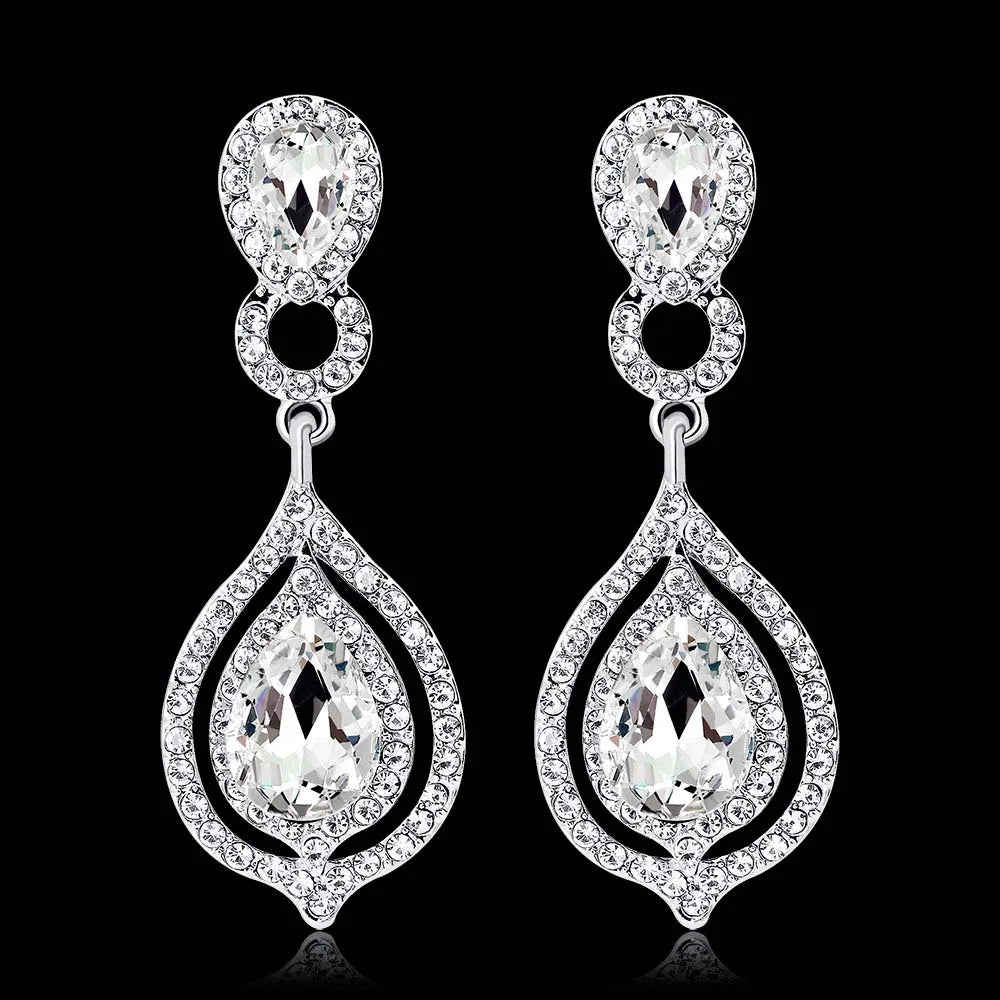 BLIJERY Classic Crystal Wedding Drop Earring for Women Elegant Long Hanging Dangle Earrings Birthday Party Dress Accessories