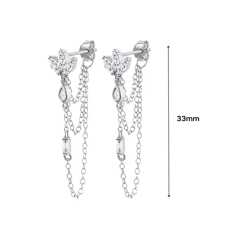 925 Sterling Silver Ear Needle White Zircon Silver Series Earrings ins Tassel Pendant Hoop Earrings For Women Advanced Jewelry