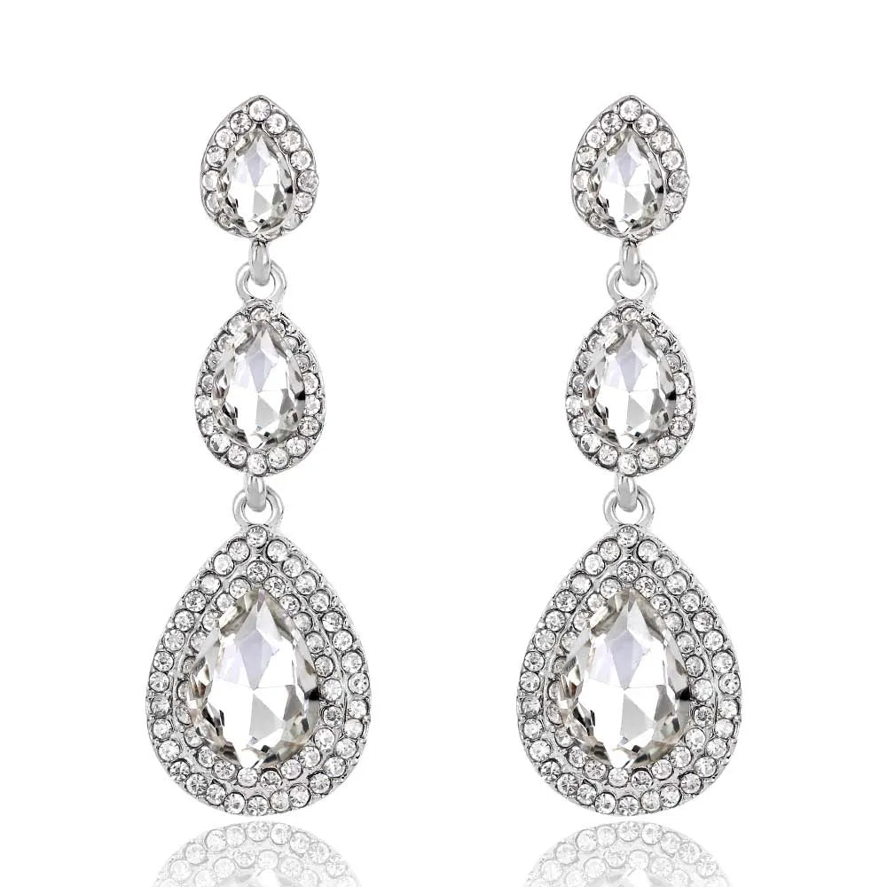 BLIJERY Classic Crystal Wedding Drop Earring for Women Elegant Long Hanging Dangle Earrings Birthday Party Dress Accessories