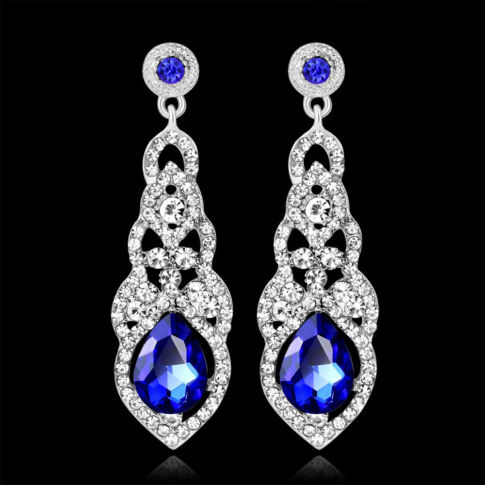 BLIJERY Classic Crystal Wedding Drop Earring for Women Elegant Long Hanging Dangle Earrings Birthday Party Dress Accessories