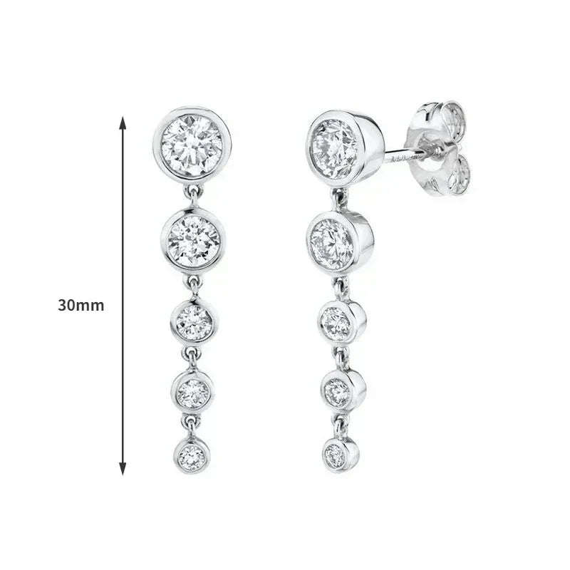 925 Sterling Silver Ear Needle White Zircon Silver Series Earrings ins Tassel Pendant Hoop Earrings For Women Advanced Jewelry