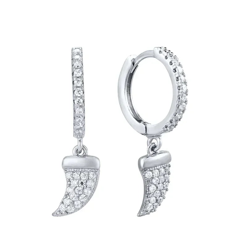 925 Sterling Silver Ear Needle White Zircon Silver Series Earrings ins Tassel Pendant Hoop Earrings For Women Advanced Jewelry