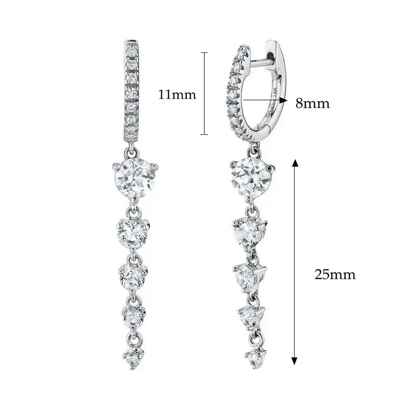 925 Sterling Silver Ear Needle White Zircon Silver Series Earrings ins Tassel Pendant Hoop Earrings For Women Advanced Jewelry