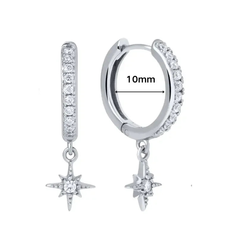 925 Sterling Silver Ear Needle White Zircon Silver Series Earrings ins Tassel Pendant Hoop Earrings For Women Advanced Jewelry