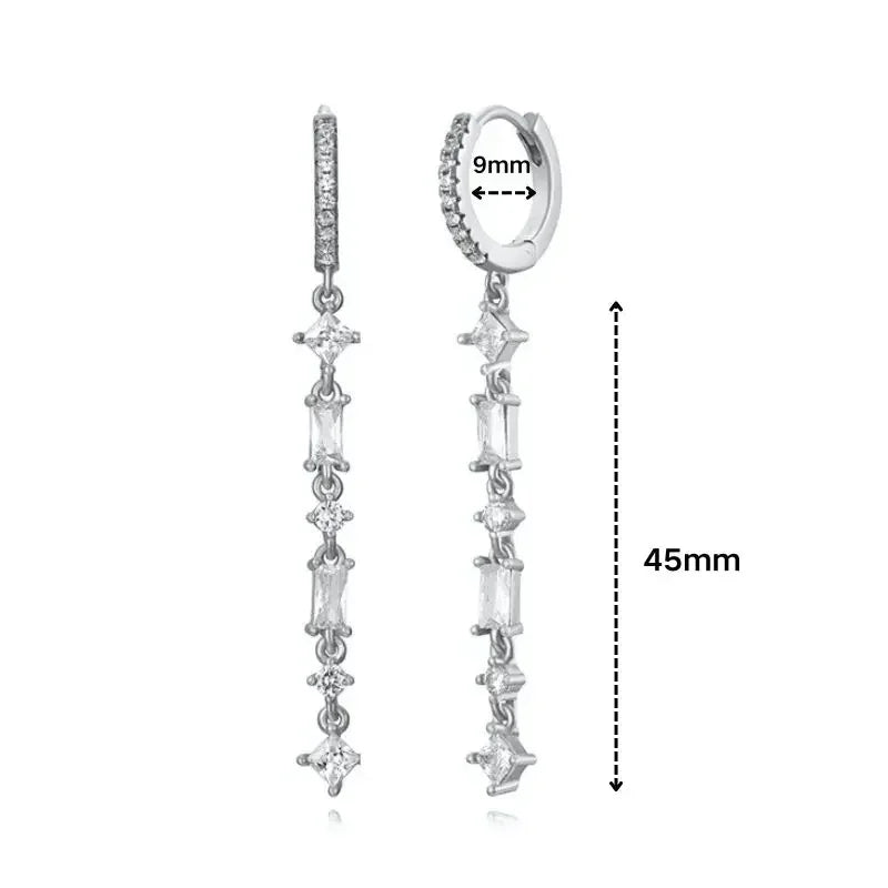 925 Sterling Silver Ear Needle White Zircon Silver Series Earrings ins Tassel Pendant Hoop Earrings For Women Advanced Jewelry