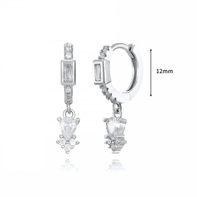 925 Sterling Silver Ear Needle White Zircon Silver Series Earrings ins Tassel Pendant Hoop Earrings For Women Advanced Jewelry