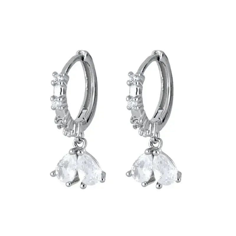 925 Sterling Silver Ear Needle White Zircon Silver Series Earrings ins Tassel Pendant Hoop Earrings For Women Advanced Jewelry