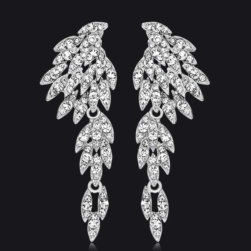 BLIJERY Classic Crystal Wedding Drop Earring for Women Elegant Long Hanging Dangle Earrings Birthday Party Dress Accessories