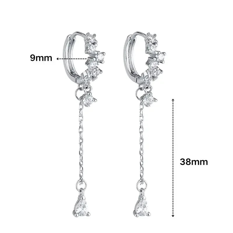 925 Sterling Silver Ear Needle White Zircon Silver Series Earrings ins Tassel Pendant Hoop Earrings For Women Advanced Jewelry