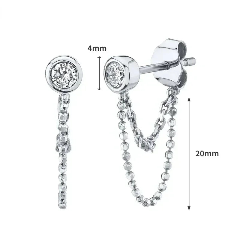 925 Sterling Silver Ear Needle White Zircon Silver Series Earrings ins Tassel Pendant Hoop Earrings For Women Advanced Jewelry