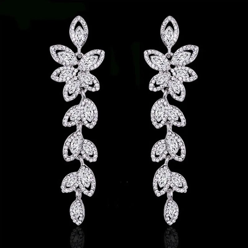 BLIJERY Classic Crystal Wedding Drop Earring for Women Elegant Long Hanging Dangle Earrings Birthday Party Dress Accessories