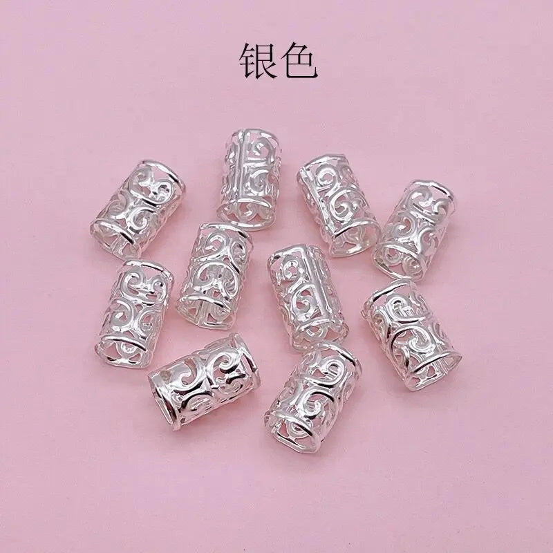 50Pcs/Pack Metal Golden/Silver Dread Hair Cuffs 10mm Big Hole Adjustable Hair Clips Micro Hair Beads Rings for Women