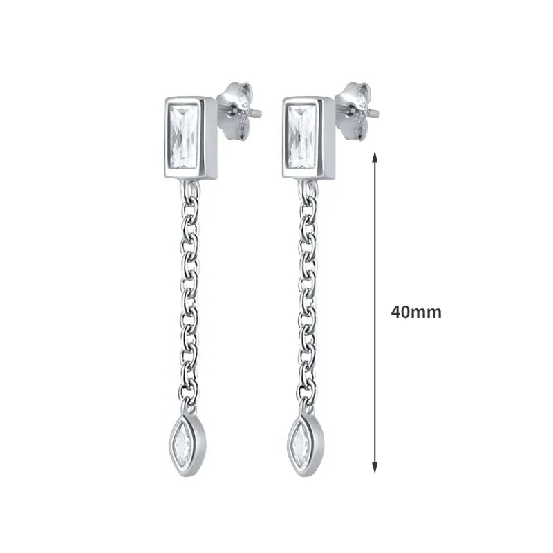 925 Sterling Silver Ear Needle White Zircon Silver Series Earrings ins Tassel Pendant Hoop Earrings For Women Advanced Jewelry