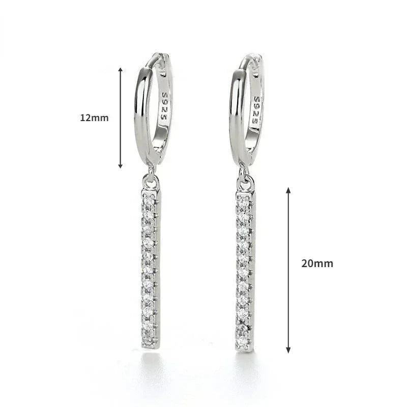 925 Sterling Silver Ear Needle White Zircon Silver Series Earrings ins Tassel Pendant Hoop Earrings For Women Advanced Jewelry