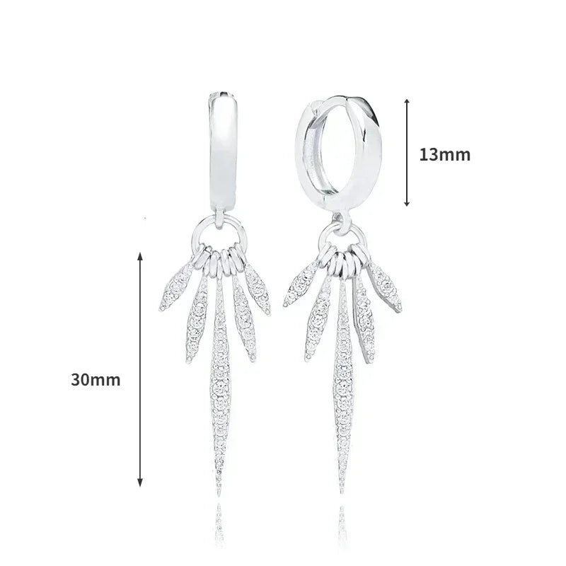 925 Sterling Silver Ear Needle White Zircon Silver Series Earrings ins Tassel Pendant Hoop Earrings For Women Advanced Jewelry