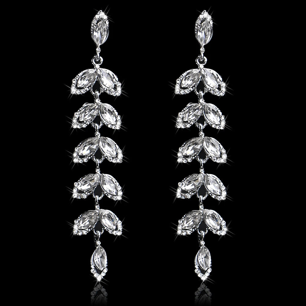 BLIJERY Classic Crystal Wedding Drop Earring for Women Elegant Long Hanging Dangle Earrings Birthday Party Dress Accessories