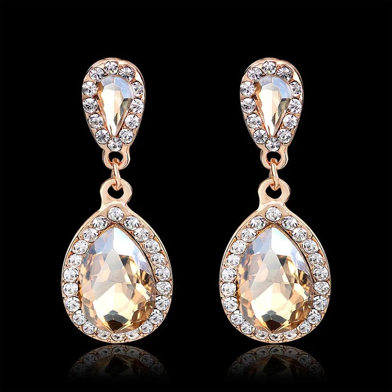 BLIJERY Classic Crystal Wedding Drop Earring for Women Elegant Long Hanging Dangle Earrings Birthday Party Dress Accessories