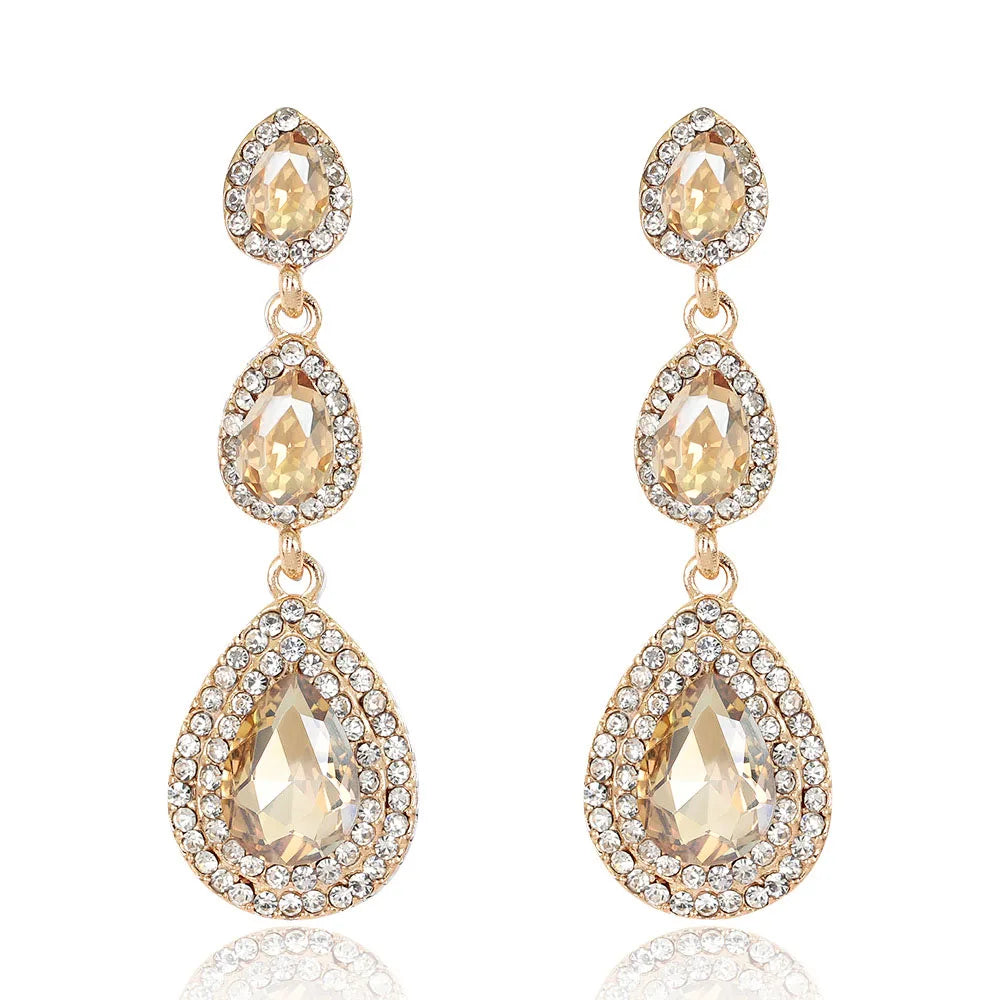 BLIJERY Classic Crystal Wedding Drop Earring for Women Elegant Long Hanging Dangle Earrings Birthday Party Dress Accessories