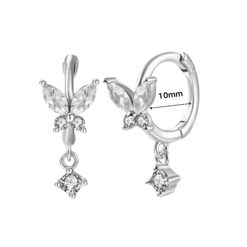 925 Sterling Silver Ear Needle White Zircon Silver Series Earrings ins Tassel Pendant Hoop Earrings For Women Advanced Jewelry