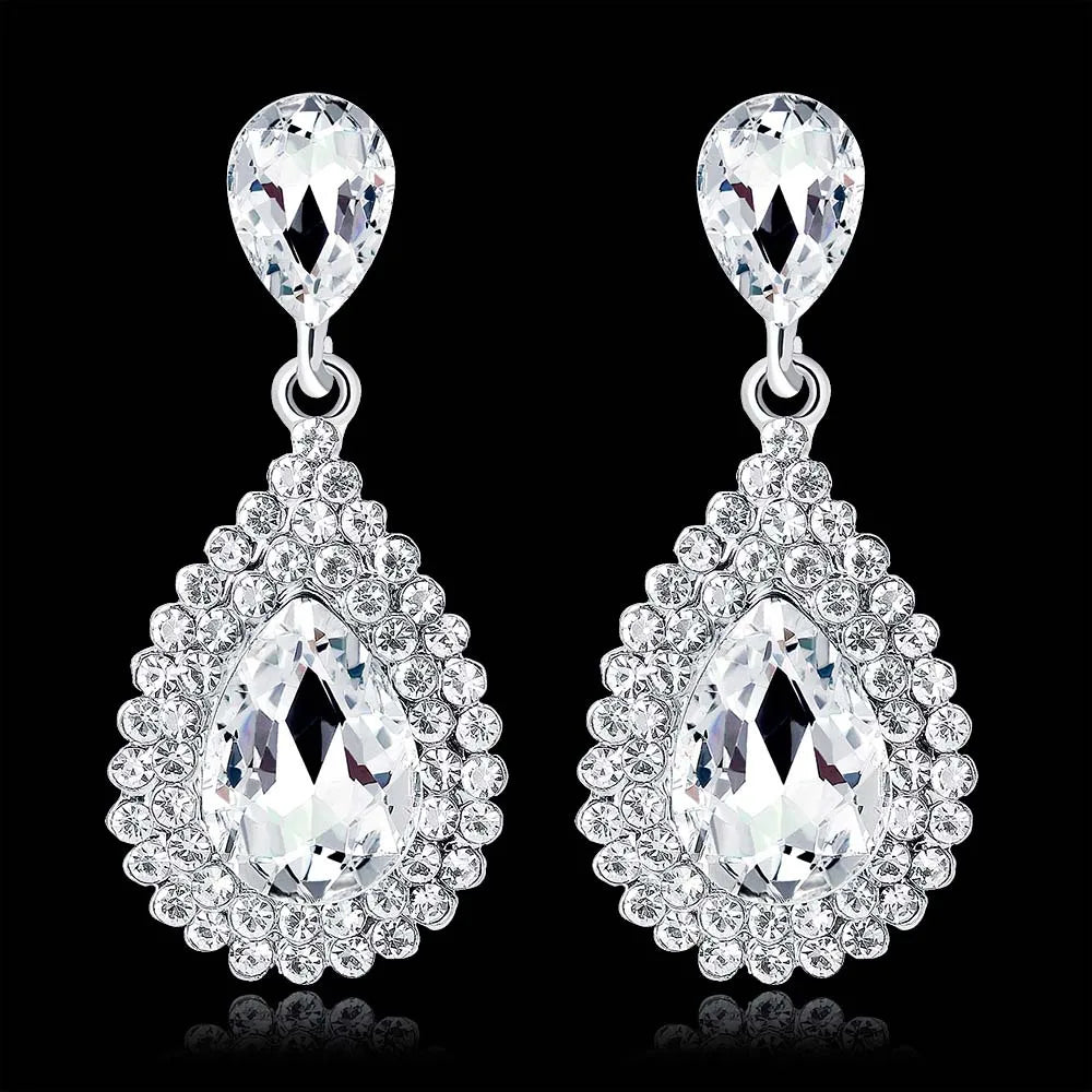 BLIJERY Classic Crystal Wedding Drop Earring for Women Elegant Long Hanging Dangle Earrings Birthday Party Dress Accessories